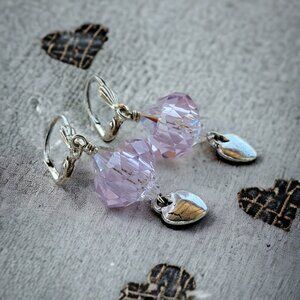 Czech Crystal Dionne with Swarovski Bicone and Heart Charm Earrings